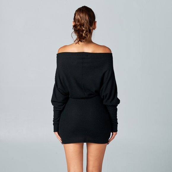 Popcorn Waffle Off Shoulder Dress - Picture 5 of 5